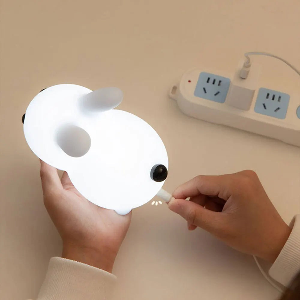Rabbit Night Light For Children Soft Silicone Sleeping Night Lamp USB Rechargeable LED Night Lights For Bedroom Decor lights
