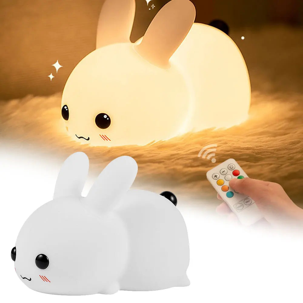 Rabbit Night Light For Children Soft Silicone Sleeping Night Lamp USB Rechargeable LED Night Lights For Bedroom Decor lights