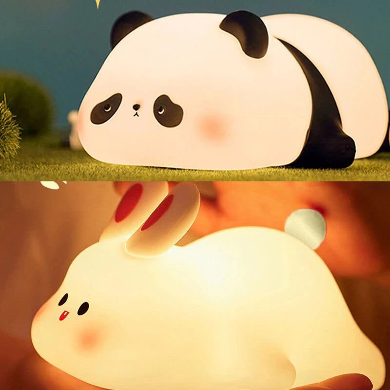 Cute Bunny Night Lights Party Decoration Rabbit Panda Light Table Lamp Photo Props Desk Figurine Bedside Lighting Kids Gifts